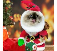 Disfraces De Gato Para Navidad,Ropa De Cosplay Que Incluye Un Sombrero | Traje Divertido De Papá Noel Para Mascotas | Para Fiesta Navideña Mascarada Teatro Representación Festival Celebración Espectác