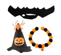 Disfraces de Halloween de Gato 3pcs/Set Lindo Disfraces de Mascotas de Fieltro Incluyen Sombreros de Brujas y Cuello y ala de murciélago para Gatitos pequeños de tamaño Mediano, Accesorios de Ropa