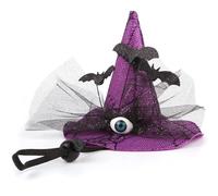 Disfraces de Halloween de Gato, Disfraces de Halloween de Perros Sprooky Pet Witch Hat with Eyeball & Bat 4.72x5.9 Cat Sombreros para Perros y Accesorios