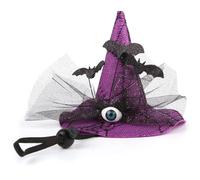 Disfraces de Halloween de Perros Sprooky Pet Witch Hat with Eyeball & Bat 4.72x5.9 Sombreros de Gato con Correa de Barbilla Ajustable Trajes de Halloween para Perros y Accesorios, 2025