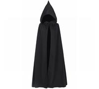 Disfraces de Halloween para hombre, capa con capucha, unisex, larga, de terciopelo, renacentista, capa medieval para cosplay, Negro, Altoa única