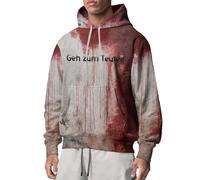 Disfraces de Halloween para hombre, sudaderas con capucha de terror de otoño 2025 con capucha y bolsillo de manga larga, Z01-grey&red1 - Sudaderas con capucha de Halloween para hombre, L