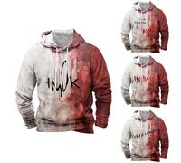 Disfraces de Halloween para hombre, sudaderas con capucha sangrienta con bolsillo con texto en inglés "I'm OK", sudadera de manga larga con capucha, Sudaderas con capucha Red3 de Halloween para hombre