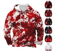 Disfraces de Halloween para hombre, sudaderas con capucha sangrientas, bolsillos, estampado de sangre aterrador, camisa con capucha, sudadera de manga larga, Sudaderas con capucha Red1 de Halloween
