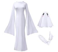 Disfraces de Halloween para mujer adulta, disfraz de fantasma de cuerpo entero con tocado y correas, decoración de fantasma para cosplay, fiesta de Halloween, disfraz de cara, disfraces pa