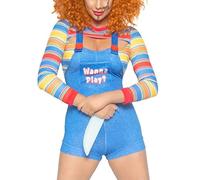 Disfraces de Halloween para mujer, disfraz de muñeca asesina de pesadilla aterradora, disfraz de payaso de Halloween, disfraz sexy para cosplay, C-azul, S
