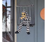 Disfraces De Halloween Para MujerDecoración De Halloween Y Sensores Movimiento Accesorios Decoración Jaulas Aterradoras Decoración Prisioneros Ojos Luminosa Colgante Accesorio Ajedrez (B, 28x23)