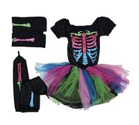 Disfraces de Halloween para niñas - Funky Bone, esqueleto, disfraz de cosplay para niños, divertido vestido de esqueleto con patrón luminoso para Halloween, baile de máscaras, cosplay
