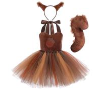 Disfraces de Halloween para niños, disfraces de Halloween estilo ardillas con orejas, diadema y cola para fiesta de cumpleaños, fiesta temática de jungla, de cosplay para niños L