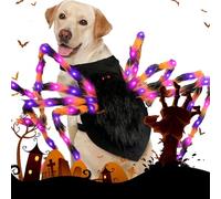 Disfraces De Halloween para Perros De Araña - Disfraz De Araña Gigante Negra Peluda Parra Mascotas | Traje Divertido con Luces LED para Mascotas, Ideal Parra Fiestas De Halloween, Eventos