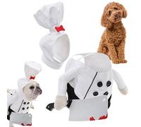 Disfraces de Halloween para Perros | Disfraces de Chef para Mascotas Ajustables para Gatos Y Perros | Ropa de Miedo Animal con Traje de Chef Camisa Vestido y Sombrero de Cocina para Cachorro