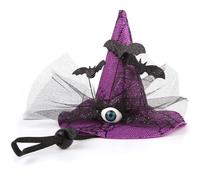Disfraces de Halloween para Perros Sproocy Pet Witch Hat with Eyeball & Bat 4.72x5.9 Hatriz de Gato con Correa de Barbilla Ajustable Catúmenes de Halloween para Perros y Accesorios