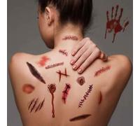 Disfraces de Halloween Tatuajes de zombis, Maquillaje para decoraciones de fiesta de Halloween, Body Scar Stickers para Cosplay 18 hojas (Tatuajes de zombis)