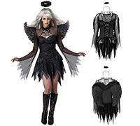 Disfraces de Mujer de Halloween Black Bat Fallen Angel Devil Vampire Witch Dress Accesorios de Cosplay para Adultos