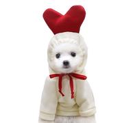 Disfraces de Navidad para perros, Halloween, sudaderas con capucha para perros pequeños, gatos, trajes de cachorro de gato, ropa Yorkie Chihuahua Pomerania (M, corazón blanco)
