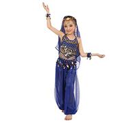 Disfraces de Niña Conjunto de Top y Pantalón Disfraz de Danza del Vientre con Lentejuelas para Niñas Halloween Carnaval Costume Disfraz De Danza del Vientre Infantil