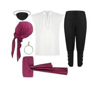 Disfraces de pirata de Halloween - Disfraz medieval de pirata para hombre | Accesorios renacentistas para baile de máscaras, marido, sesión de fotos, festivales, vacaciones, carnaval, teatro