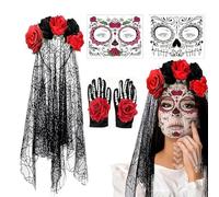 Disfraces Del Día De Para Mujeres - Ropa Maquillaje Facial | Máscara Y Guantes De Encaje Para Fiestas - para Mujeres Adultas Novia Cara Halloween Cosplay Fiesta de Máscaras Representación en el Escena