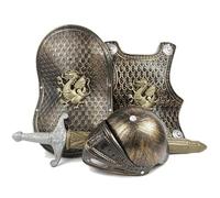 Disfraces|Disfraz de caballero para niños, 4 piezas/juego, armadura de caballero medieval con patrón de dragón, incluye casco, escudo, espada y disfraces para niños para juegos de rol, cosplay, Hallo