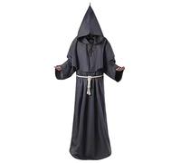 Disfraces Halloween Disfraz Terrifier - Capa Halloween Medieval Gótico Manga Larga Terror Cura Capa Baile Cosplay con Capucha Adulto Fiesta Temática Disfraces Negro XXL