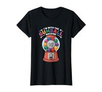 Disfraz a Juego de máquina de chicles I'm with Gumball para Parejas de Camiseta gráfica económica, Mujer, Negro, L