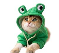Disfraz Adorable para Gato, Elegante Lindas Sudaderas con Capucha de Gato Transpirable Lindas Sudaderas de Ropa de Cosplay (Big Eyed Frog in Costume M (8.8-12.1lb))