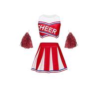 Disfraz Animadora Niña 5 Años Cheerleader Costume, 7 11 Animadora, 8 12 Fantasia Carnaval Pompones 10 Deporte 3 6 Fato Deportista Disfarce Cosplay Competici贸n Deportiva