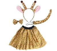 Disfraz Animal para Mujer Adulto Unisex Disfraz Tigre, Vaca, Cebra o Jirafa Falda 40cm con Tul Estampada Carnaval, Halloween, Fiesta Temática (Jirafa, Adulta/40CM)