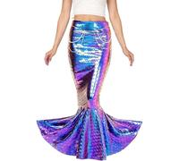 Disfraz AñOs 80 Adulto, Elegante Falda De Cola con Escamas Y Lentejuelas para Disfraz Y Vestido De Nocturna Formal con Dobladillo Largo