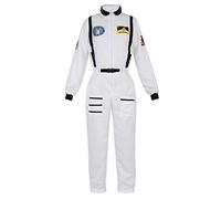 Disfraz Astronauta Adulto Mujer Traje Halloween Carnaval Americano Cadete del Espacio Cosplay Blanco S