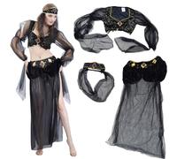 Disfraz bailarina arabe de danza del vientre negro y oro