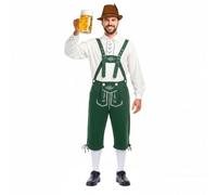 Disfraz Bávaro Hombre Pantalón Tradicional Fiesta De Cerveza Completa 5 Piezas con Camisa Pantalones con Tirantes Sombrero Y Calcetines Disfraz Bávaro Carnaval Cosplay