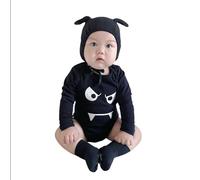 Disfraz Bebe Halloween Mono Capucha Diablito para Bebé Unisex Algodón Confortable Ropa Estilo Coreano Elegante Suave Mi Primer Halloween 0-12 Meses(Black, 12-18 Months)