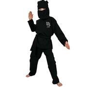 Disfraz Black Ninja, de 2 piezas, disfraz con campana para Carnaval, Juego negro Talla:152