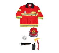 Disfraz Bombero Niño, 6 Piezas Traje de Bomberos Infantil Chaqueta casco bombero y Accesorios Set Juego de Rol Carnaval, Disfraces para Halloween Navidad, Educación sobre Simulacros de Incendio