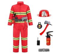 Disfraz Bombero NiñO 8 Pcs Traje Infantil con Accesorios Juego De Bombero para Disfraces EducacióN sobre Simulacros De Incendio para NiñOs De 1a 16 AñOs