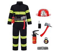 Disfraz Bombero NiñO 8 Pcs Traje Infantil con Accesorios Juego De rol De Bombero para Disfraces EducacióN sobre Simulacros De Incendio para NiñOs