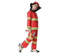 Disfraz Bombero Niño Disfraces Carnaval Traje de Bombero Infantil, Chaqueta, Pantalones Y Sombrero Juego de Rol de Bomberos, Educación Sobre Simulacros de Incendio, para Niños Niñas de 3 4 5 6 Años