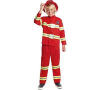 Disfraz Bombero Niño Uniforme con Gorro【Tallas Infantiles de 3 a 12 años】[10-12 años] Disfraz Carnaval Niño Profesiones Uniforme Rojo Desfiles Teatro Actuaciones Regalo