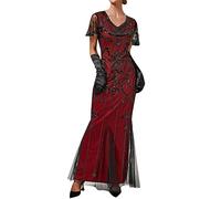 Disfraz Cabaret Mujer, Vestido Flecos Charleston Lentejuelas Mangas Cortas Estilo Flapper De Epoca Vintage Años 20 Elegantes Disfraces Carnaval