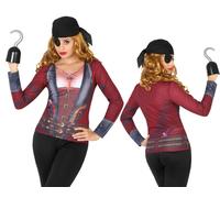 Disfraz Camiseta Pirata para Mujer Adulto con Estampado 3D - Temática Piratas, Color Marrón