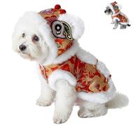 Disfraz chino de perro de león, lindo festival de Año Nuevo, ropa para perros de primavera con lentejuelas rojas, sudadera con capucha para perros pequeños y medianos