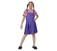 Disfraz Chucky Niño Muñeco Diabólico Halloween Infantil Vestido Rayas Retro Peto Morado Traje Terror Payaso Asesino para Carnaval Fiesta (Vestido Chucky Niña, 10-12)