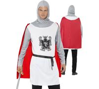 Disfraz Completo Caballero Smiffys Medieval Cruzado Rey Arturo Blanco, XL