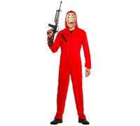Disfraz Completo de Ladrón de Dinero | Kit Completo de Disfraces | Traje Rojo con Capucha para Adulto (170-180cm) + Máscara Oficial de Dalí | Fiesta | Ladrón | OriginalCup®