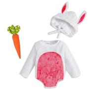 Disfraz Conejito Pijama Bebe Niños Niñas Monos Recién Nacido Franela de Animales con Capucha Juguete de Zanahoria para Infantil 0-18 Meses