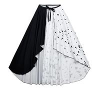 Disfraz Cruel Devil Mujer, Capa Cruel de vil Mujer, Blanca y Negra Capa Disfraz Mujer, Disfraz de Dalmata Adulto, Disfraz Accesorios para Halloween Carnaval Cosplay Fiesta Temática