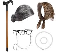 Disfraz de 100 años, pelucas de cosplay, pelucas realistas para ancianas, juegos de rol para niños, para actuaciones en escenarios y fiestas, disfraz de juego de rol para niños