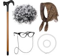 Disfraz de 100 días de escuela para niños, Halloween, disfraz antiguo, sombrero para mujer, estilo de abuelita, pelucas de cosplay