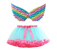 Disfraz de 2026 para niñas, faldas de ballet, disfraz de fiesta de vacaciones, falda de baile con alas, azul, 5-8 años